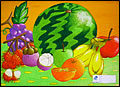 World of Colours Art Programme - Fruits, Watermelon, Banana, Orange, Grapes, Rambutan, Apple, Mangosteens